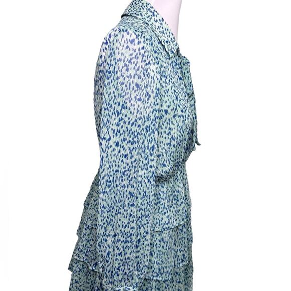 Zara Light Green Ruffled Flounces Pile Collar Floral Mini Dress Size XS - Picture 10 of 14